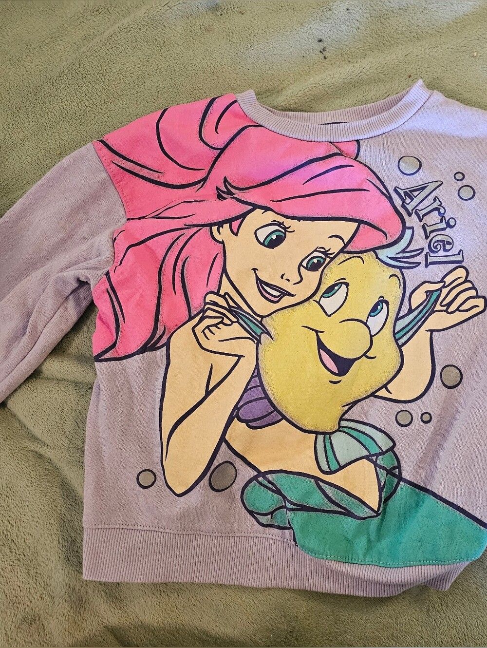 Disney Ariel Pink Purple Sweatshirt with Teal and Yellow Graphic